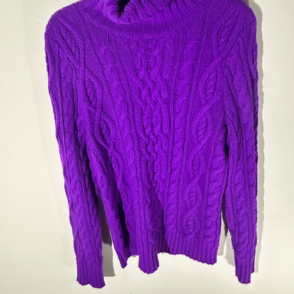 Lauren Ralph Lauren Purple Cable Knit Women's Sweater XL Cottagecore VGUC